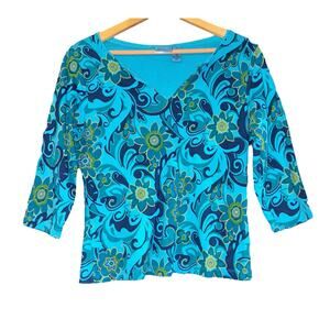 Vintage Y2K Floral Top Women Large Paisley Clueless Fairy Artsy Boho Hippie Lace